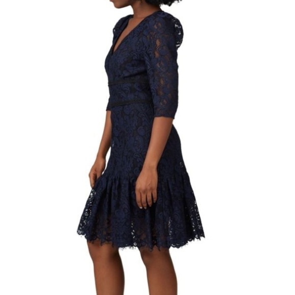 Shoshanna Miran Navy Blue Lace Puff Sleeve Dress size 4 - Picture 5 of 9